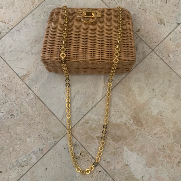 Preowned Authentic Vintage Salvatore Ferragamo Straw Crossbody Handbag - Picture 3 of 12